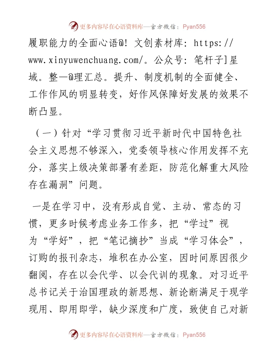 巡察整改专题民主生活会个人对照检查问题.docx_第2页