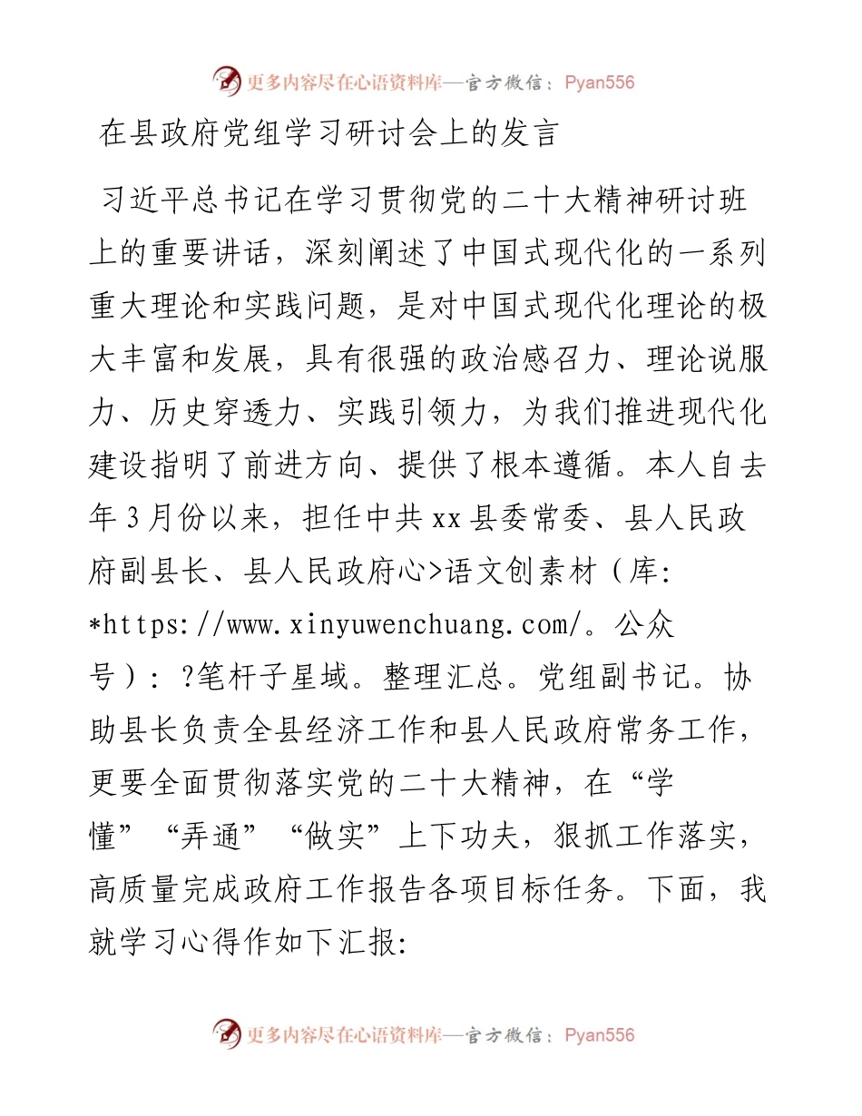 在县政府党组学习研讨会上的发言.docx_第1页