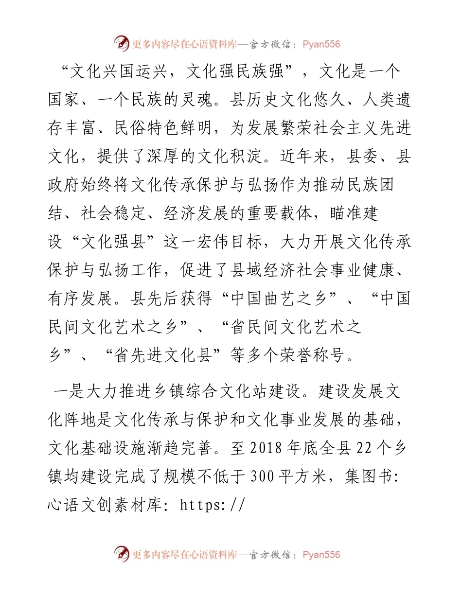 在提升文化传承弘扬和保护大会上的讲话.docx_第1页