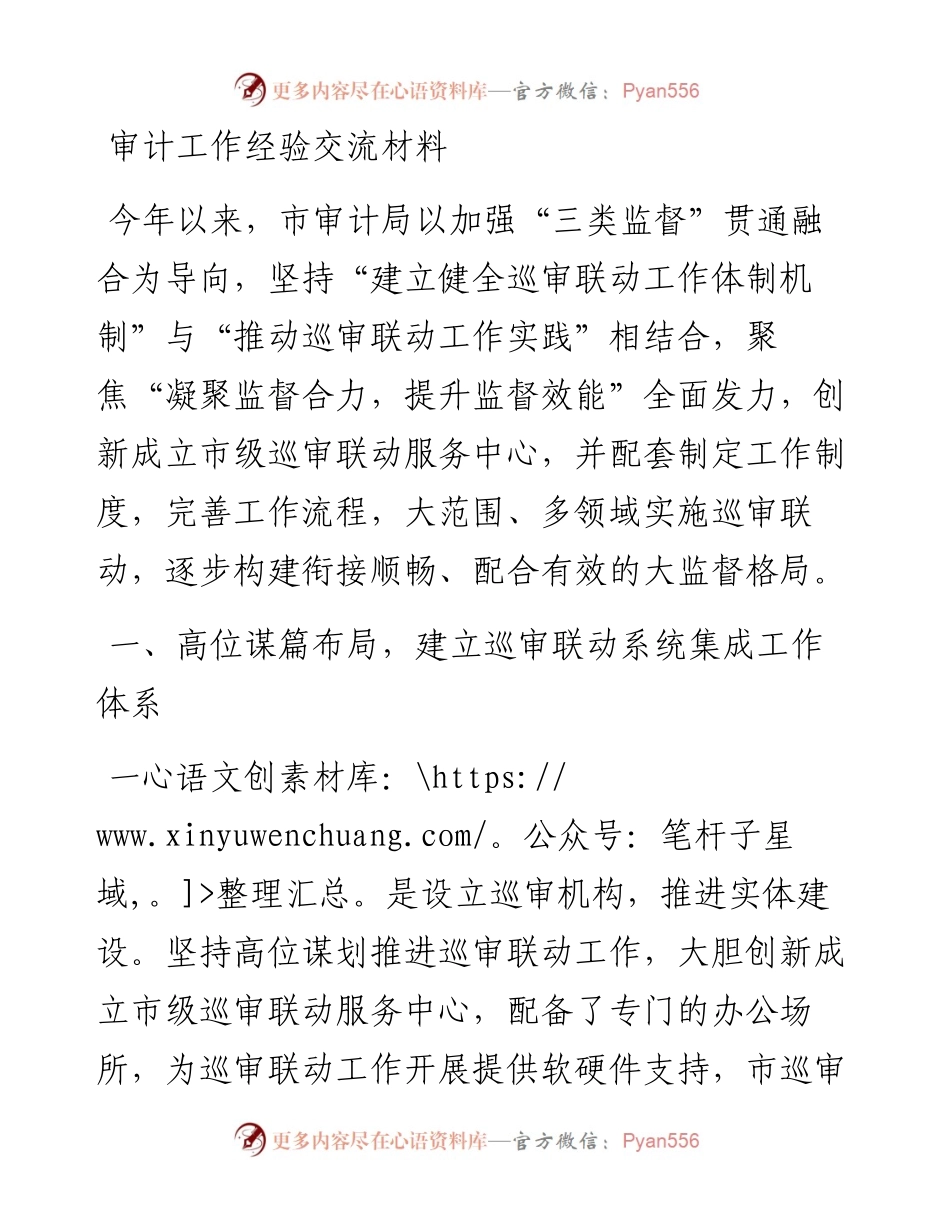 审计工作经验交流材料.docx_第1页