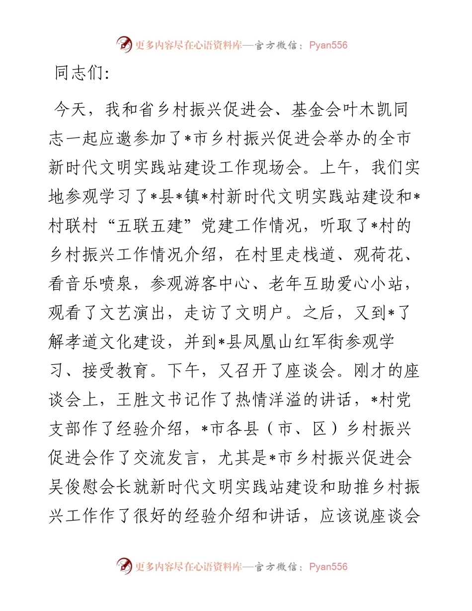 在市乡村振兴促进会新时代文明实践座谈会上的讲话.docx_第1页
