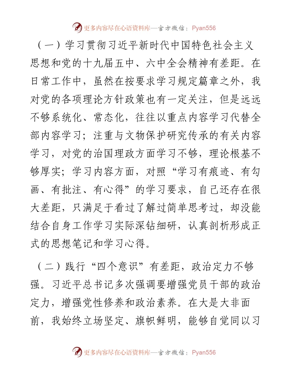 巡视整改专题民主生活会个人对照检查材料..docx_第2页