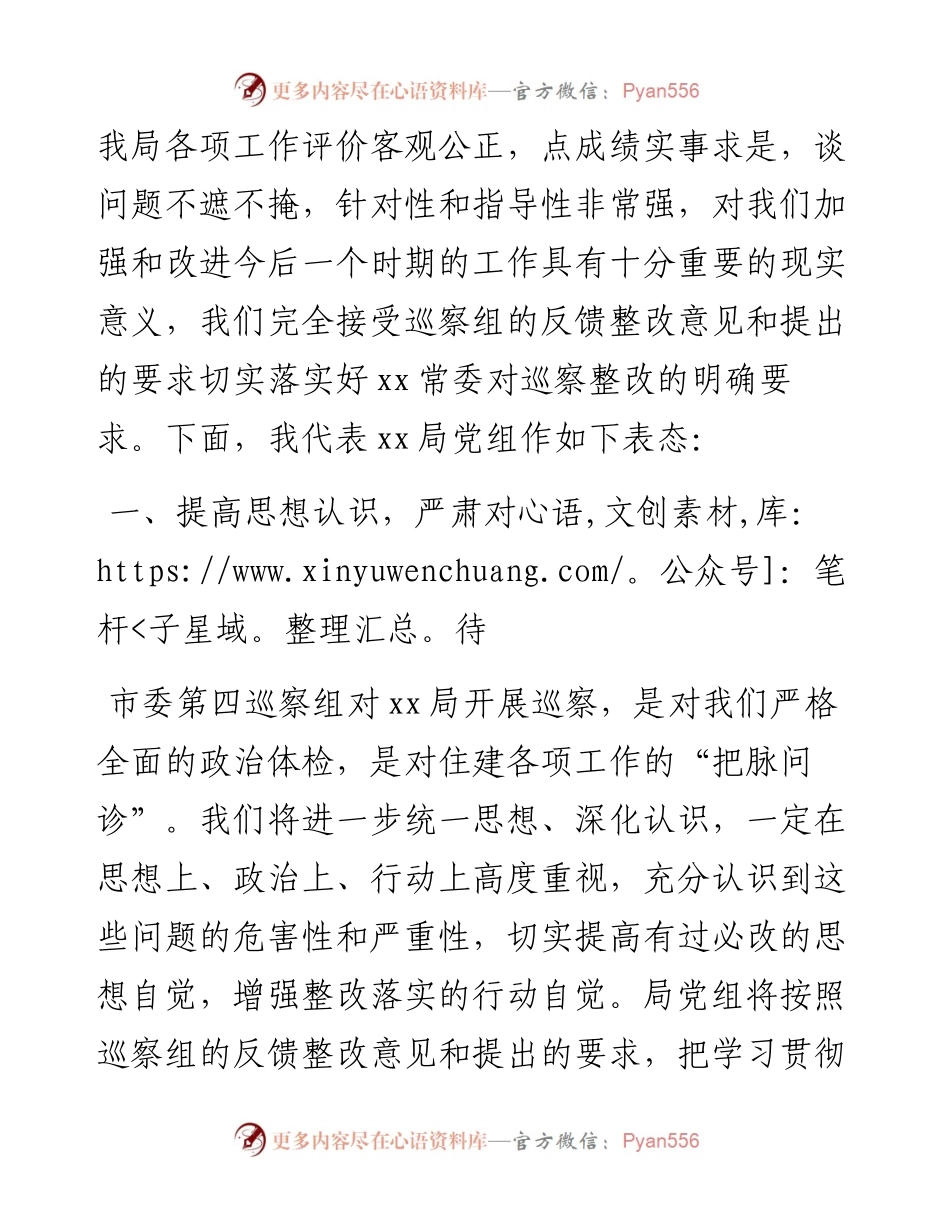 在巡察组巡察情况反馈会上的表态发言范文（市级局）.docx_第2页