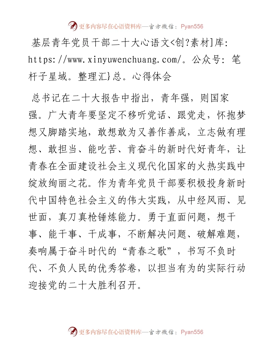 基层青年党员干部二十大心得体会.docx_第1页