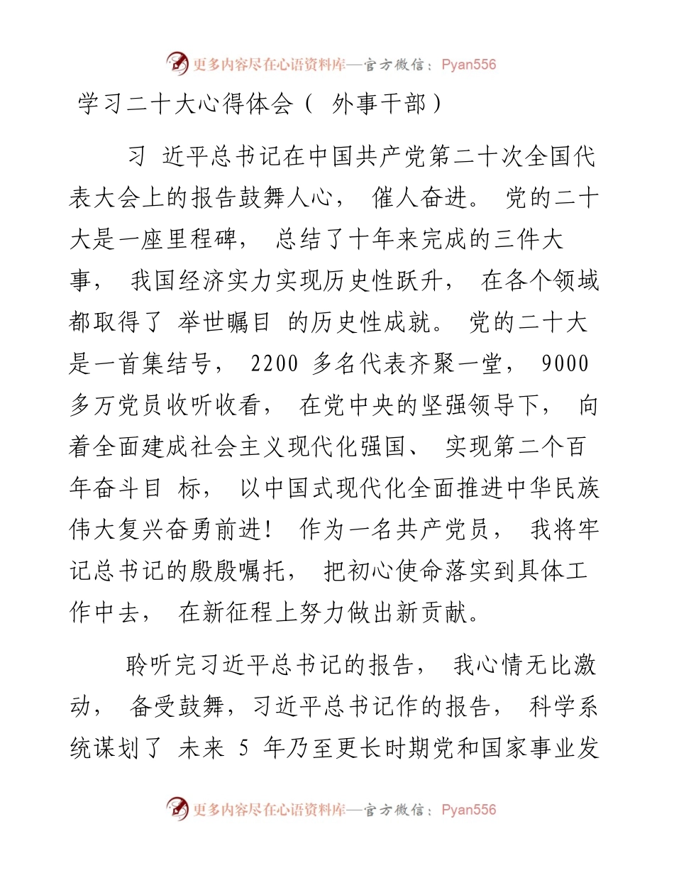 学习二十大心得体会（ 外事干部）.docx_第1页