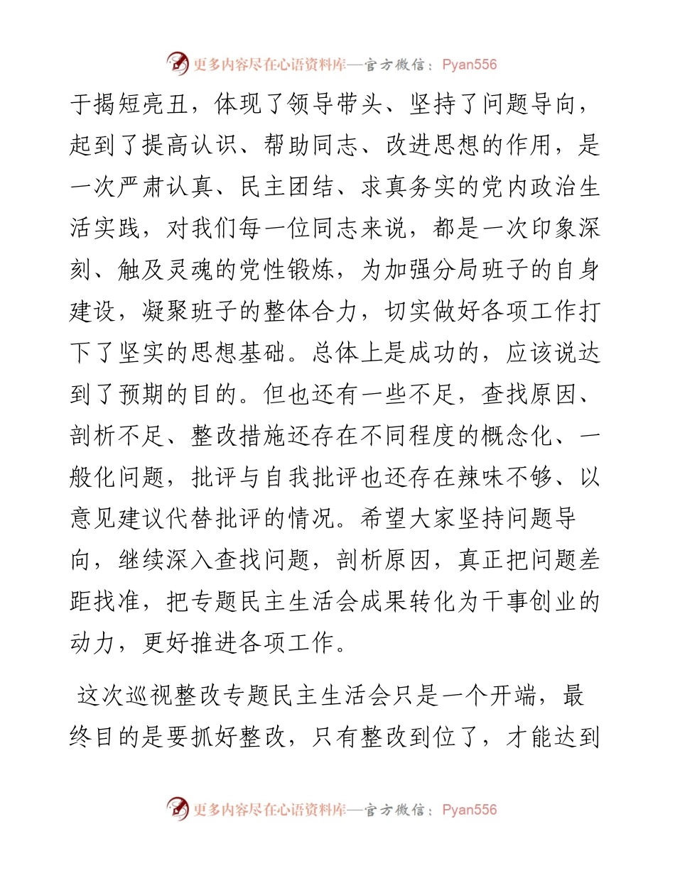 在巡视整改专题民主生活会上的点评讲话_5.docx_第2页