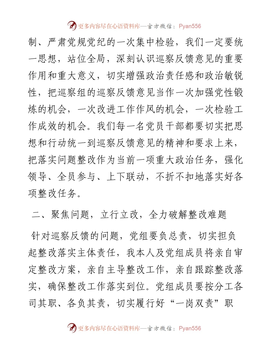 局党组书记、局长在巡察反馈会议上的表态发言.docx_第2页