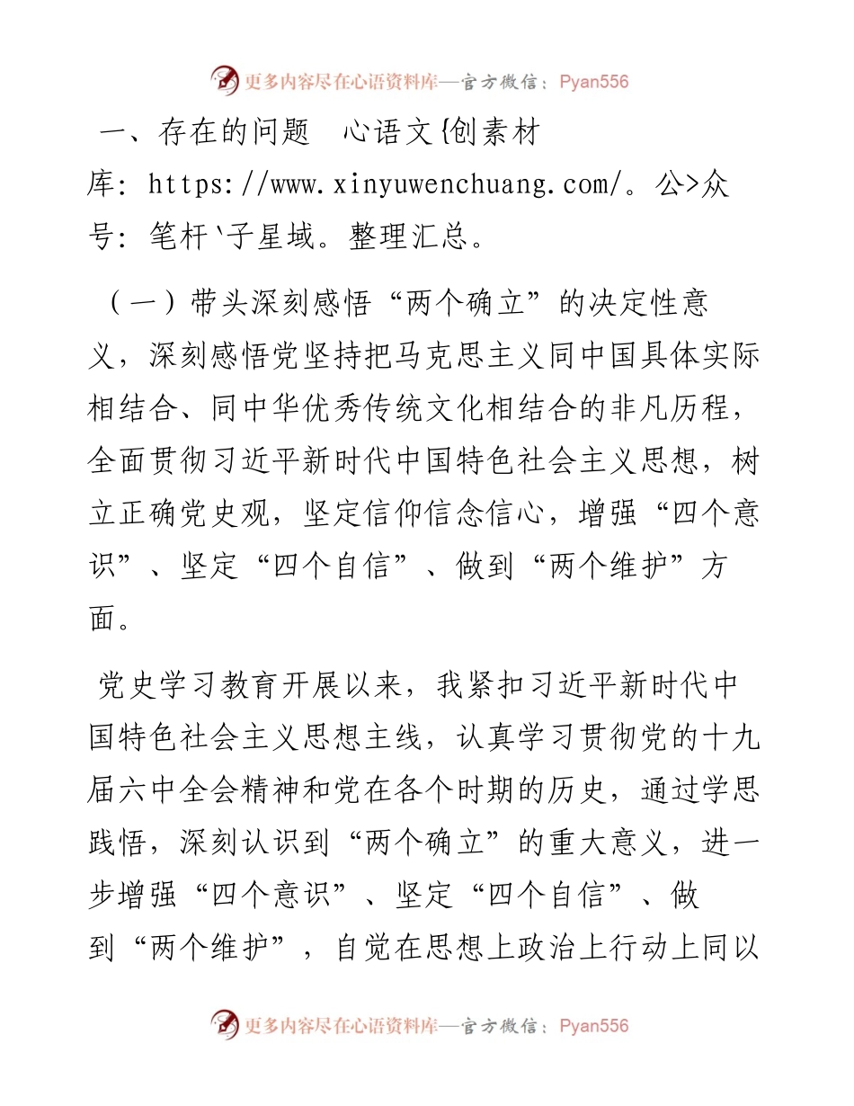市委宣传部长党史学习教育专题民主生活会“五个带头”对照检查发言材料(1).docx_第2页