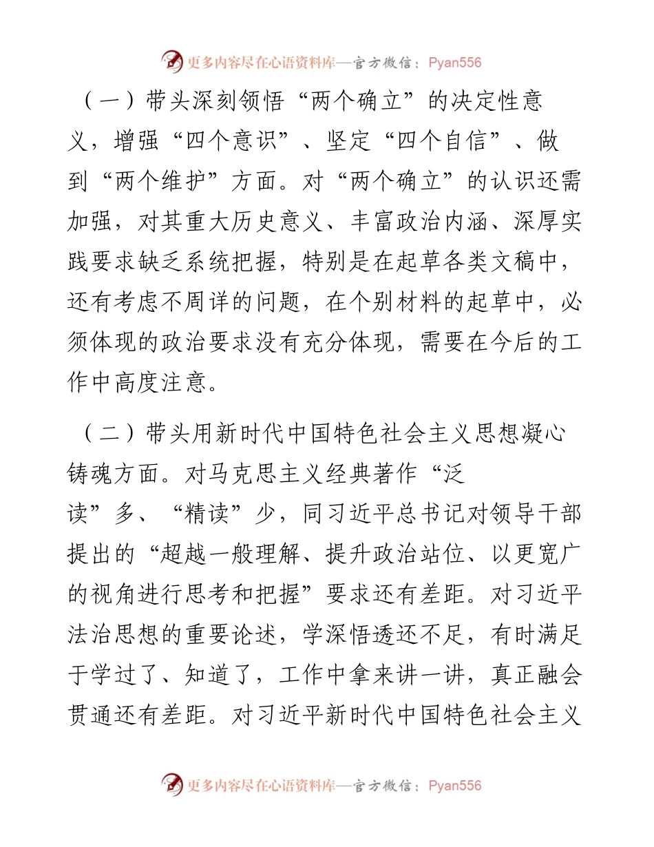 度党委班子成员民主生活会发言提纲.docx_第2页