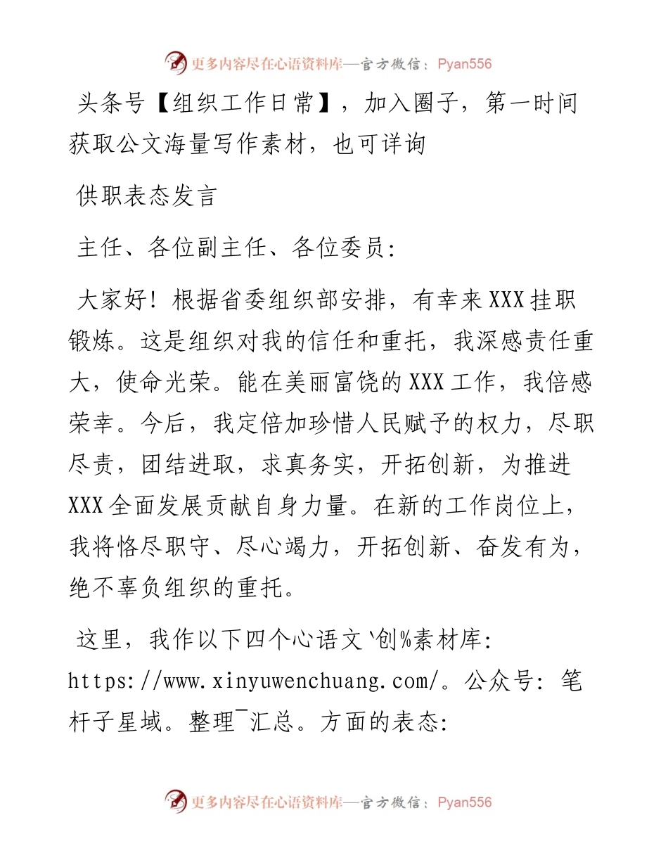 挂职干部供职表态发言（范文）(1).docx_第1页