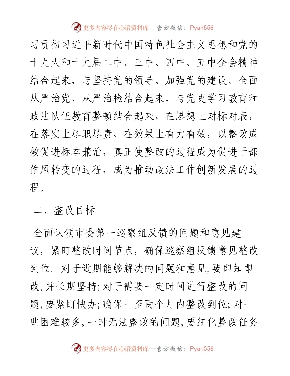 市委政法委员会党支部关于市委巡察组反馈意见整改落实方案.docx_第2页
