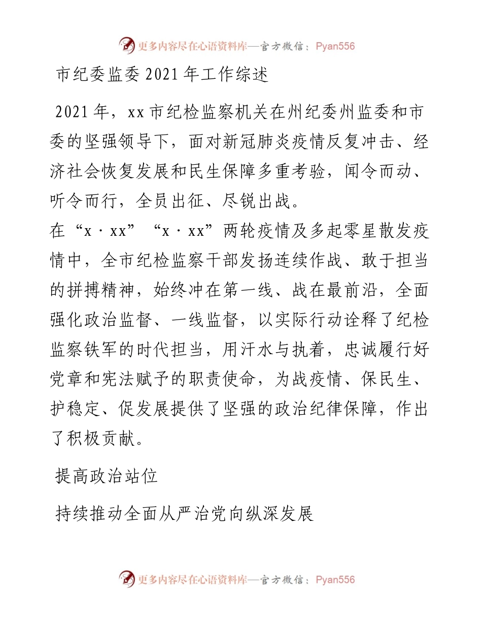 市纪委监委工作综述.docx_第1页