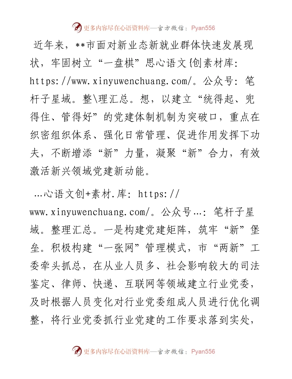 市新兴领域党建工作典型材料.docx_第1页