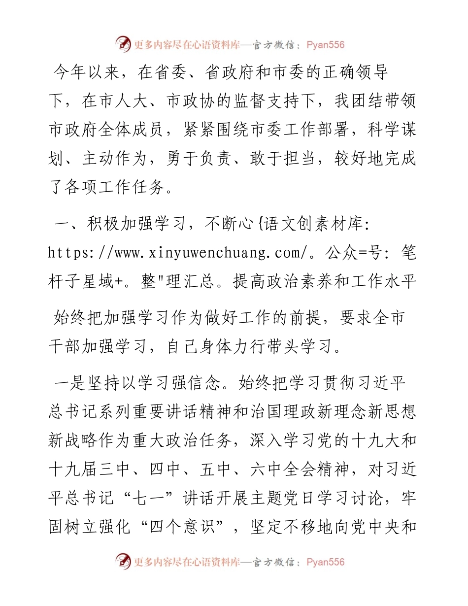 市政府述职述廉述学报告(1).docx_第1页