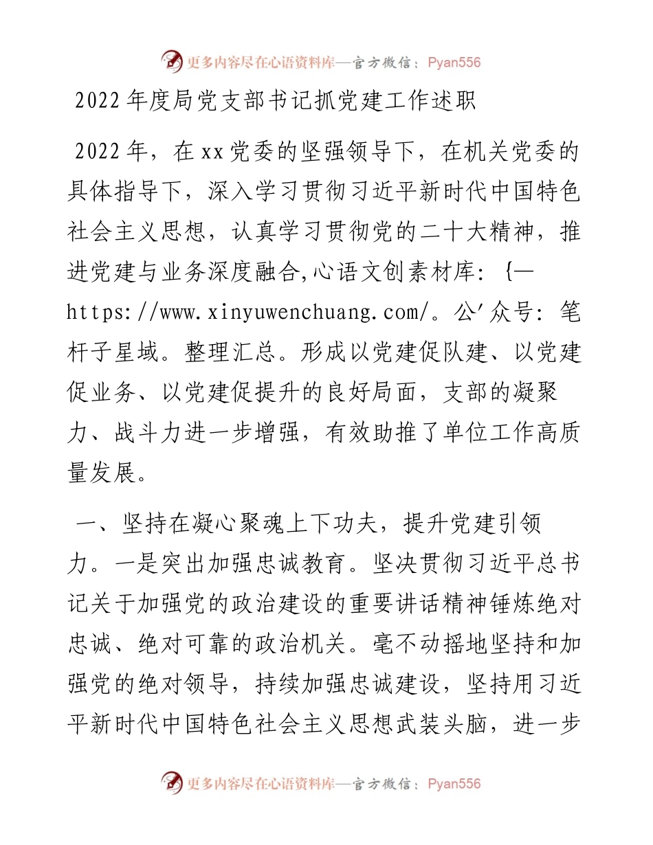 度局党支部书记抓党建工作述职.docx_第1页