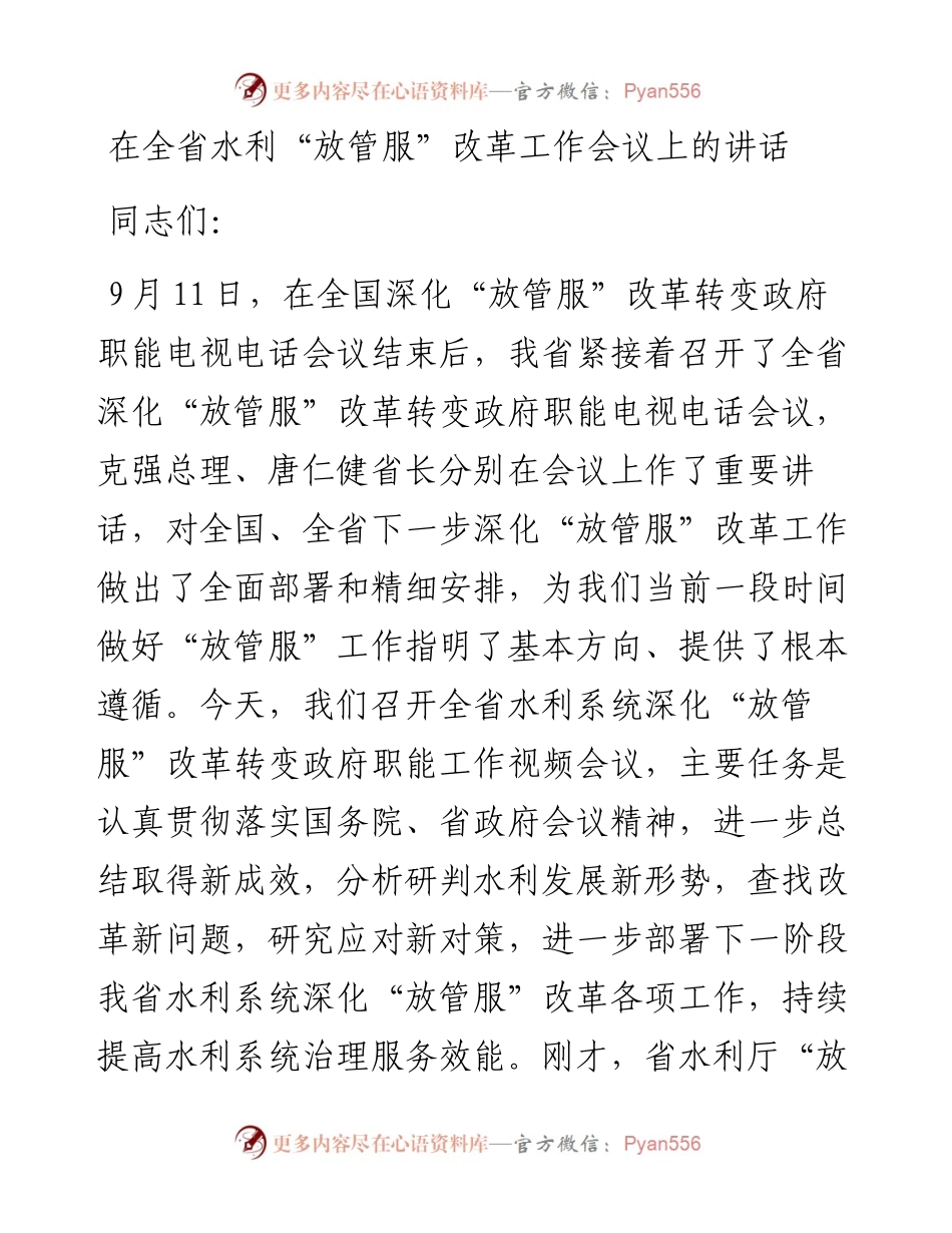 放管服工作会议上的讲话(1).docx_第1页