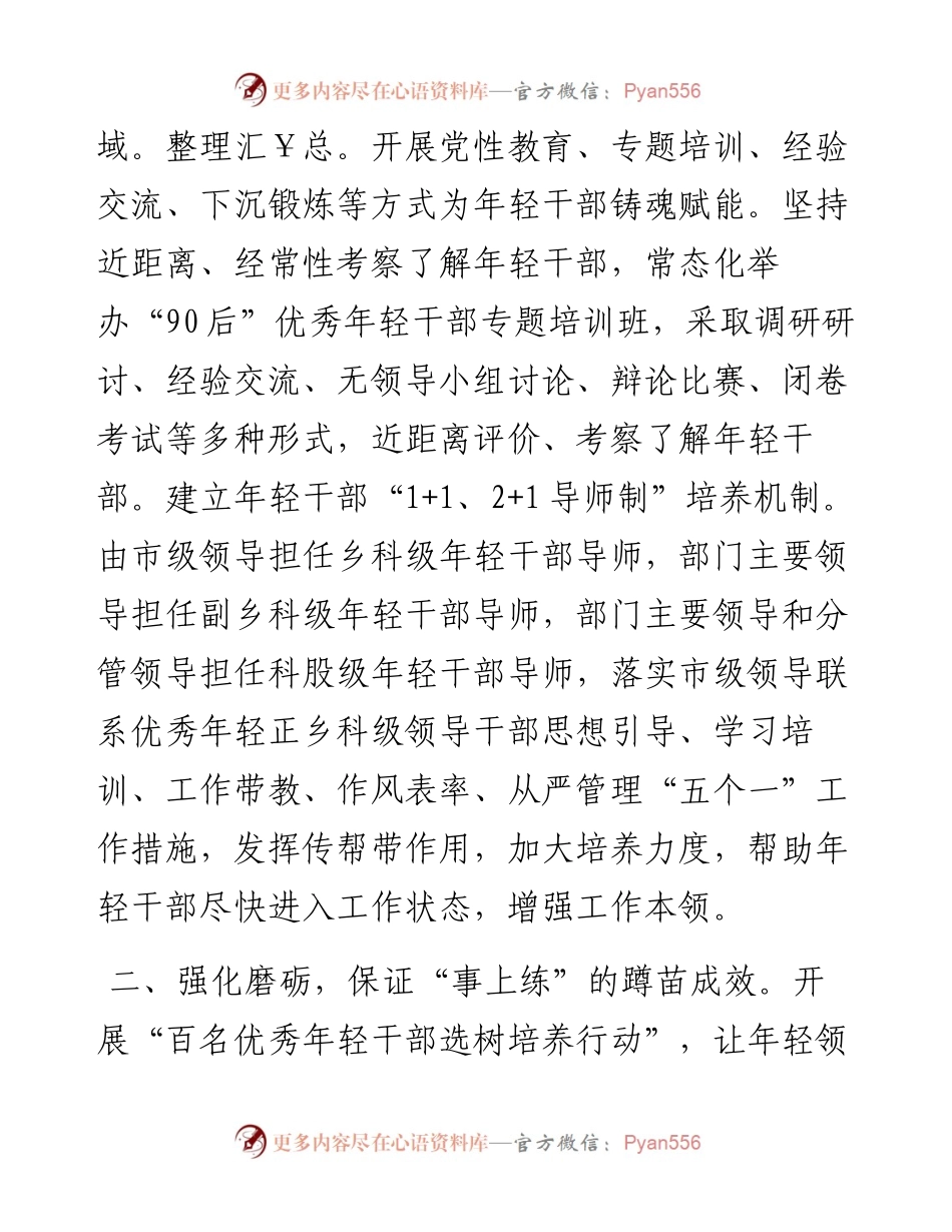 年轻干部培养提升工程经验交流材料.docx_第2页