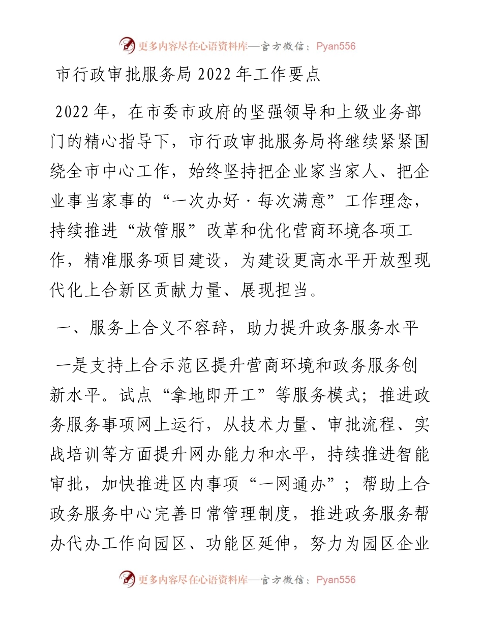 市行政审批服务局工作要点.docx_第1页