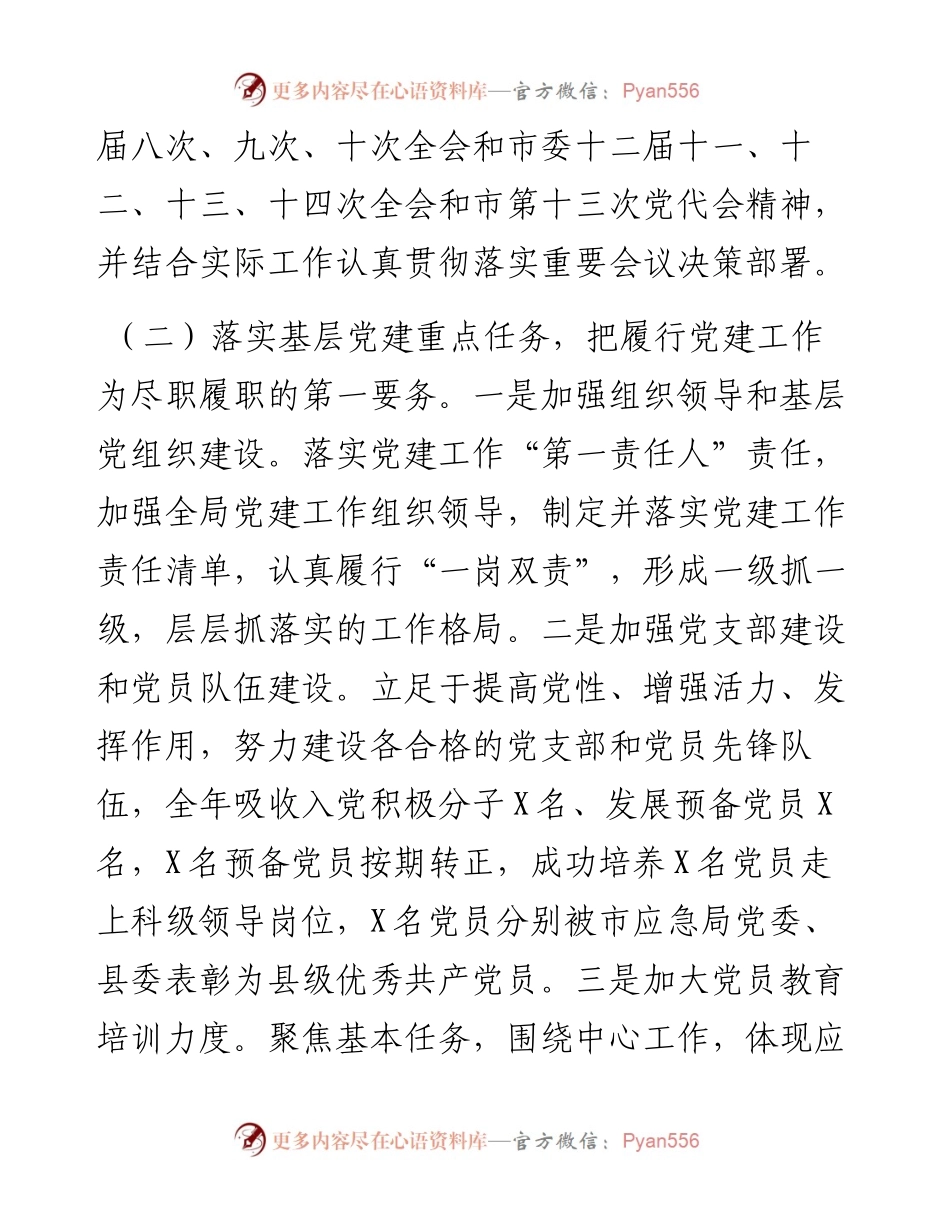 度县应急管理局党委书记抓基层党建工作述职报告.docx_第2页