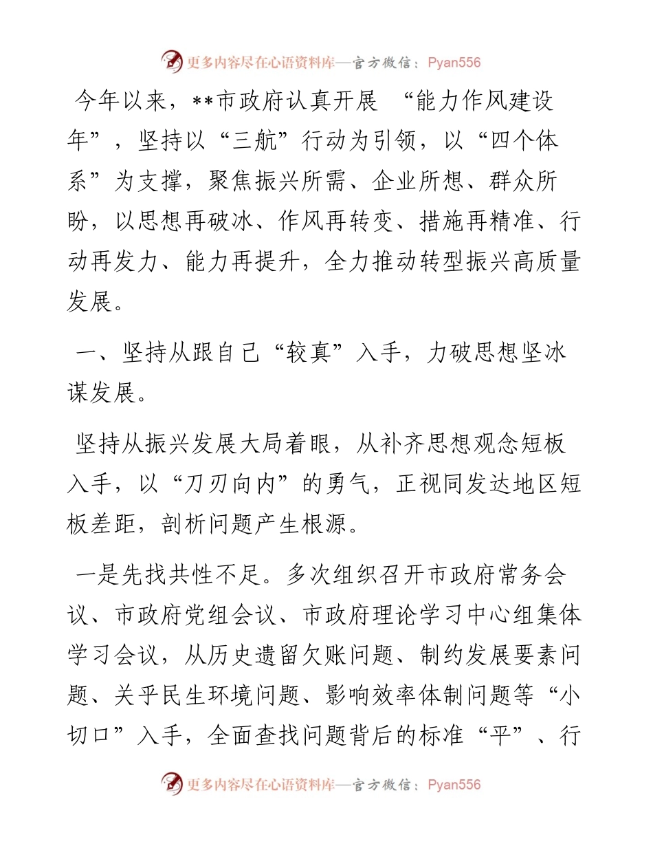 政府系统“能力作风建设年”工作汇报.docx_第1页
