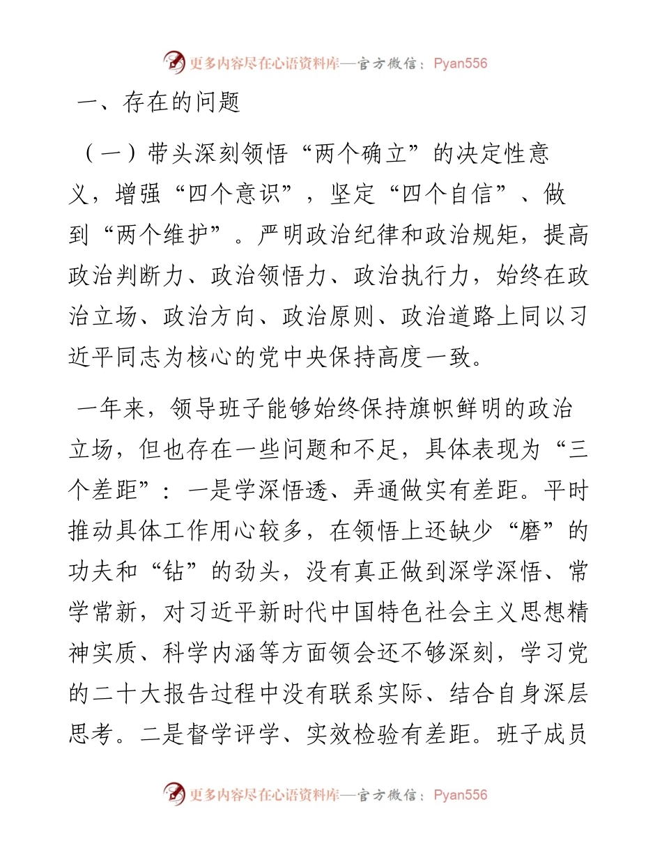 度政法委班子民主生活会剖析材料.docx_第2页