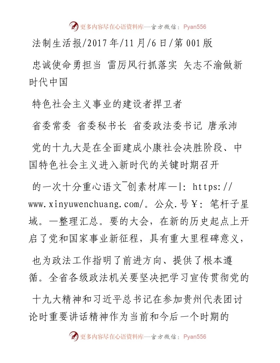 忠诚使命勇担当 雷厉风行抓落实 _省略_国特色社会主义事业的建设者捍卫者_唐承沛.docx_第1页