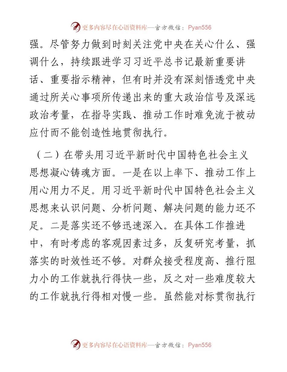 度专题民主生活会“六个带头”对照检查发言材料.docx_第2页
