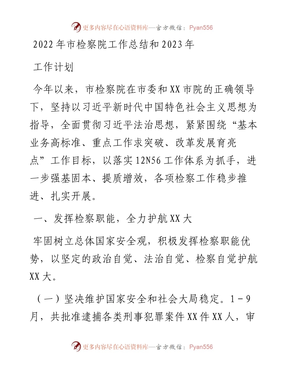 市检察院工作总结和2023年工作计划.docx_第1页