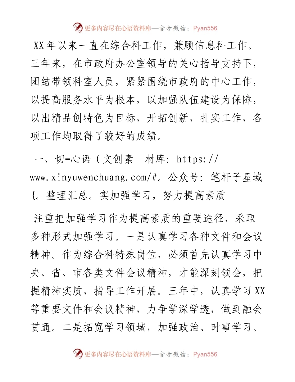 政府办综合科个人工作总结.docx_第1页