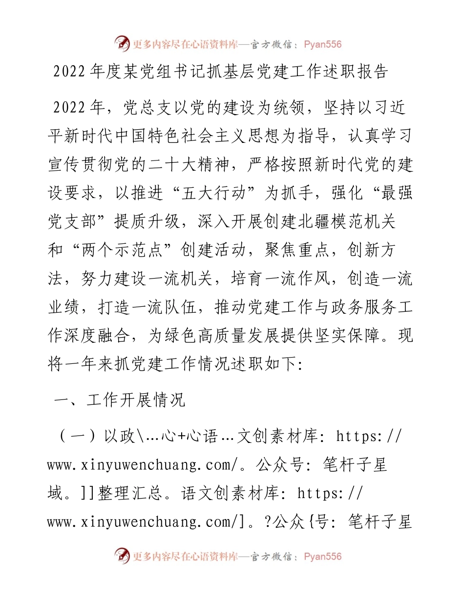 度某党组书记抓基层党建工作述职报告.docx_第1页