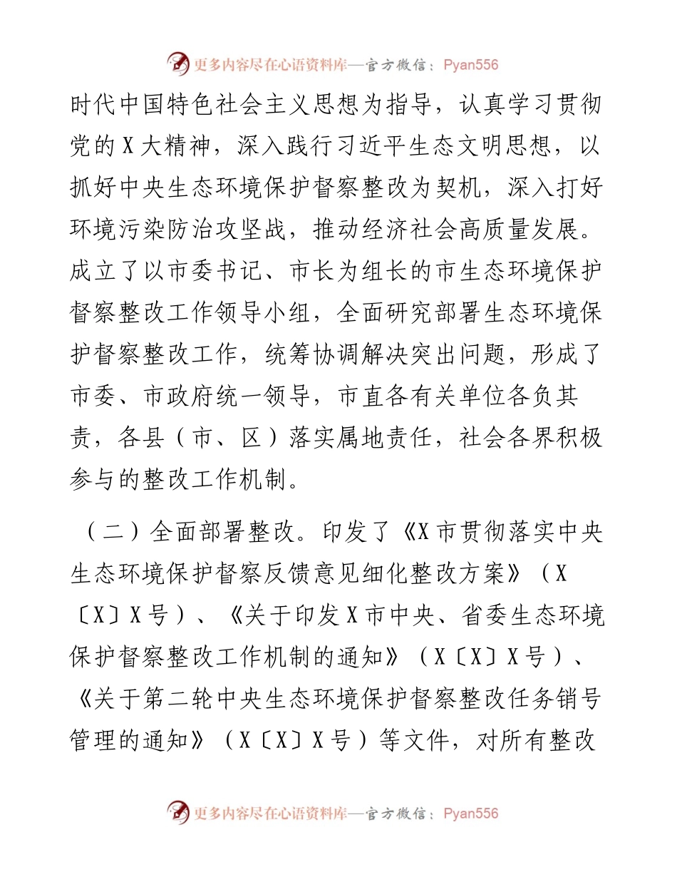 市关于中央生态环境保护督察整改落实情况的报告.docx_第2页