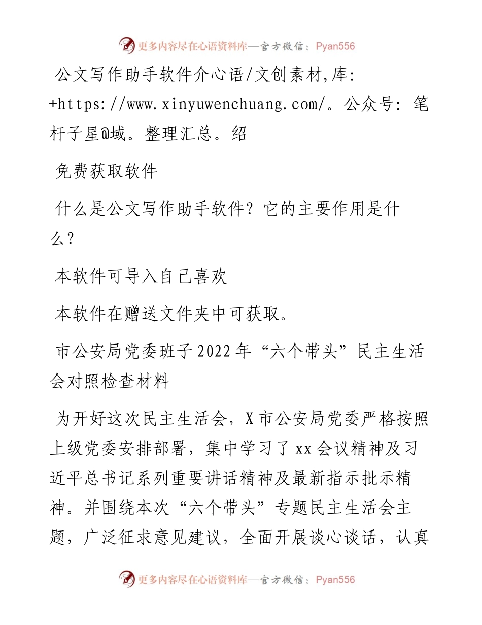 市公安局党委班子“六个带头”民主生活会对照检查材料.docx_第1页