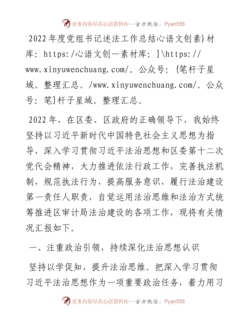 度党组书记述法工作总结.docx_第1页