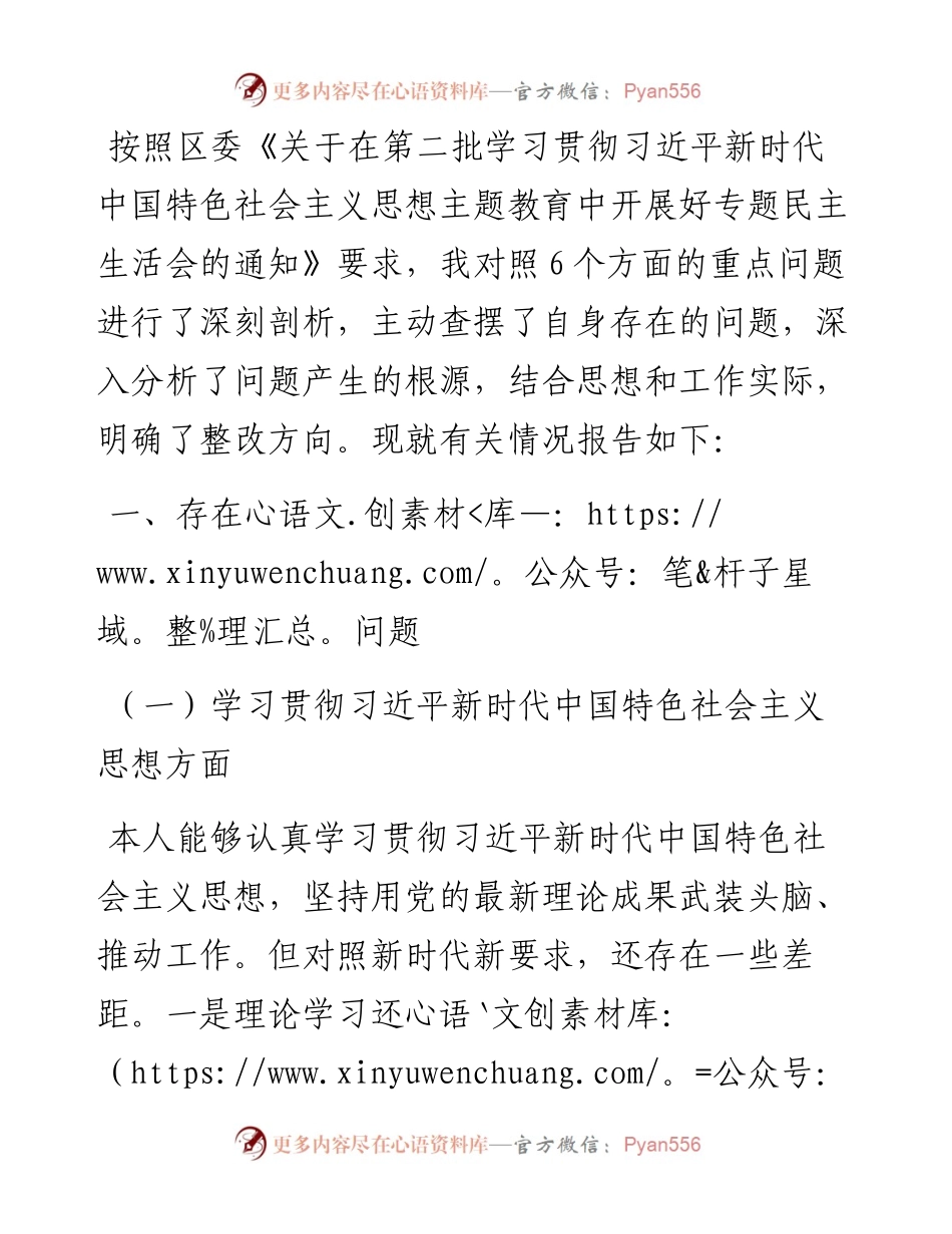 市局副职主题教育专题民主生活会个人对照检查材料.docx_第1页