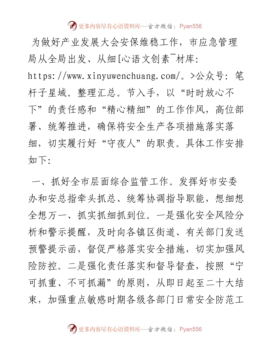 市应急局盛会安保维稳工作方案.docx_第1页
