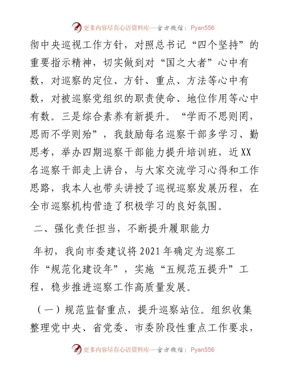 市纪委常委、市委巡察办主任述职述德述廉报告.docx_第2页