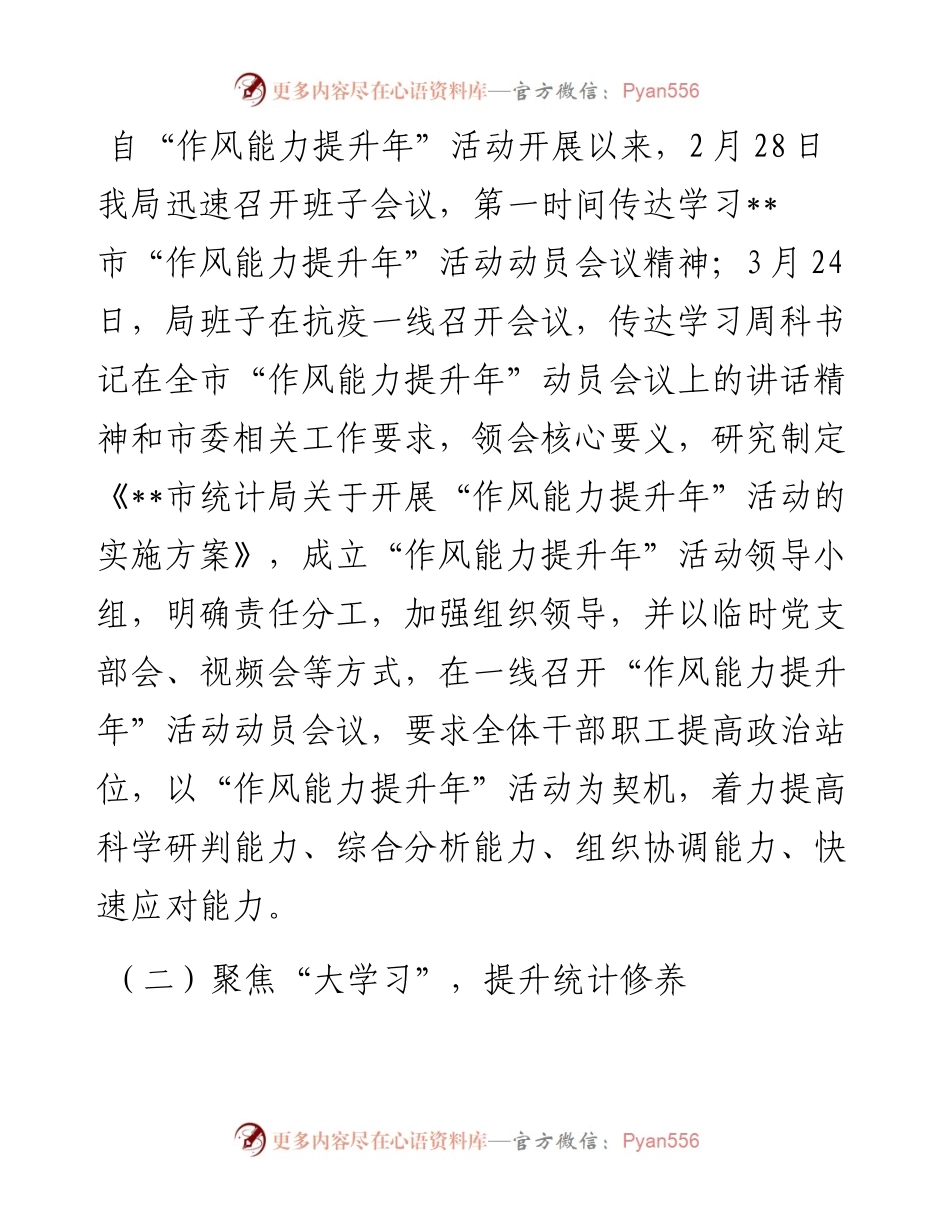 市统计局“作风能力提升年”活动半年工作总结.docx_第2页