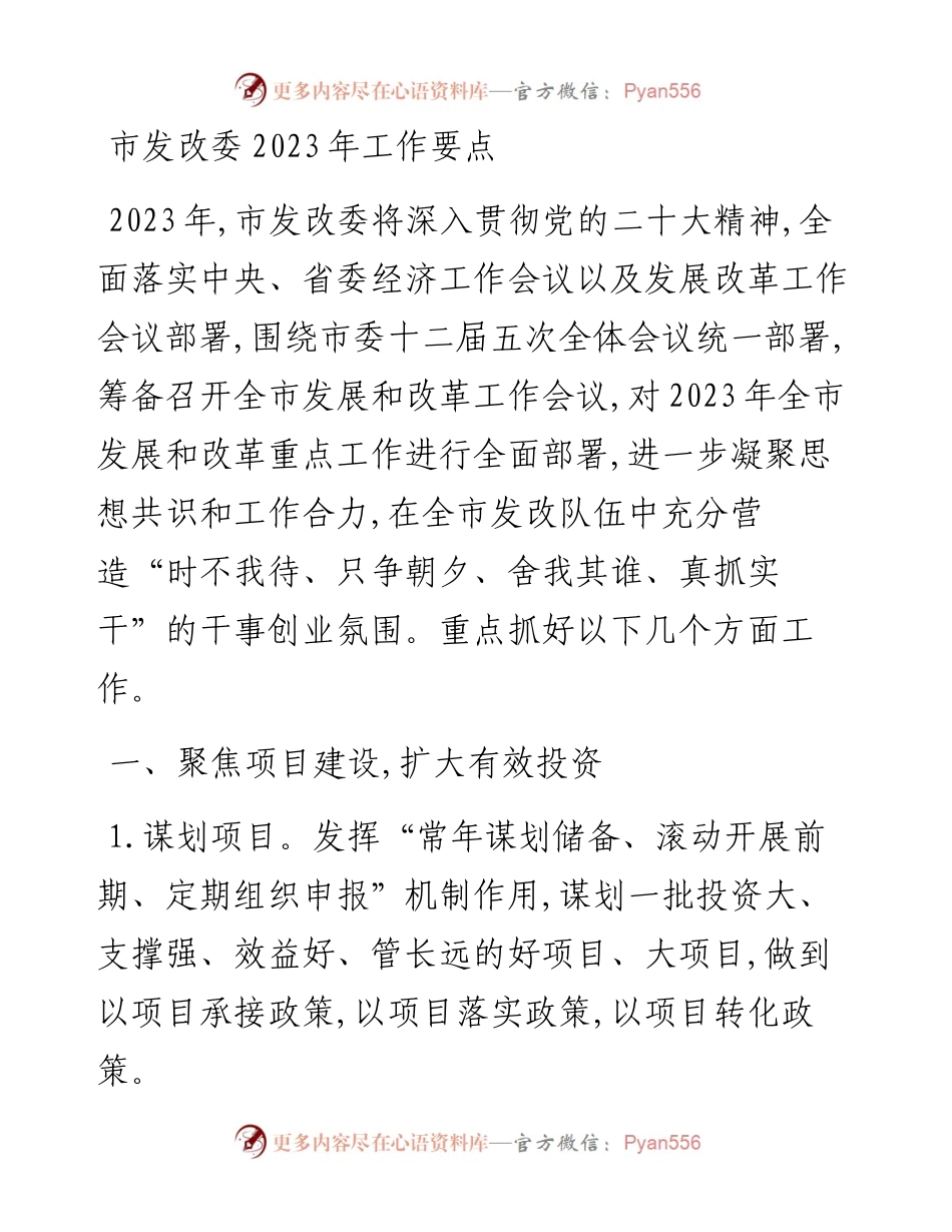 市发改委2023年工作要点.docx_第1页