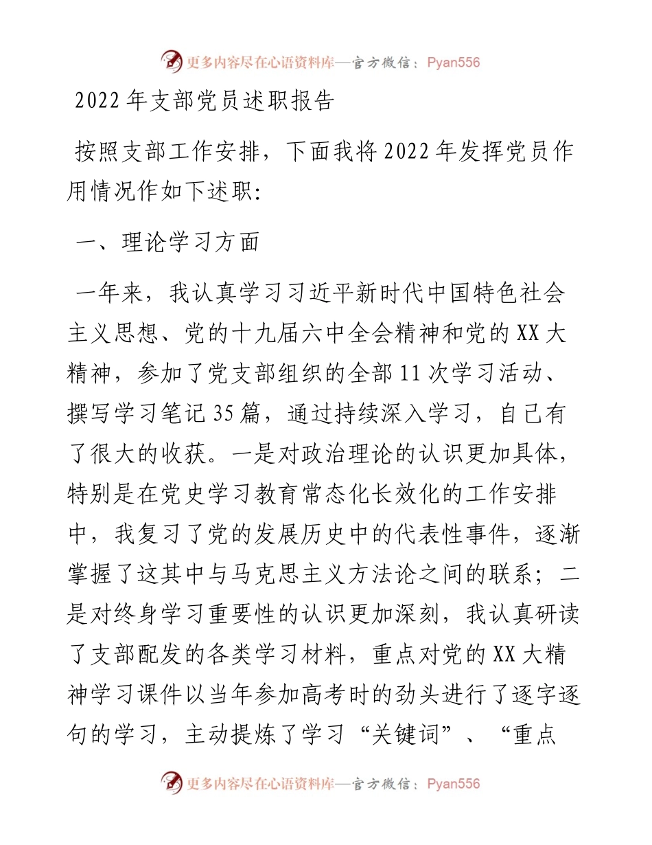 支部党员述职报告.docx_第1页
