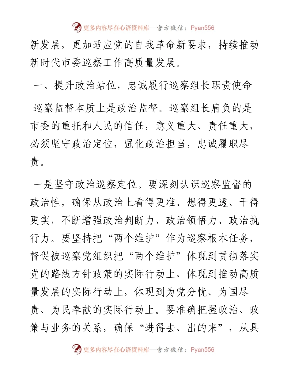 市委巡察工作高质量发展推进会经验交流材料：强化政治担当忠诚履职尽责为推动市委巡察工作高质量发展贡献力量.docx_第2页