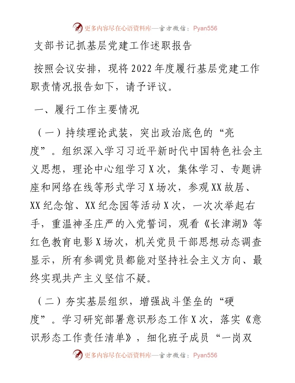 支部书记抓基层党建工作述职报告.docx_第1页