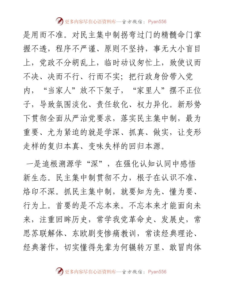 市委领导班子成员关于贯彻民主集中制原则纯洁党内政治生活的研讨发言.docx_第2页
