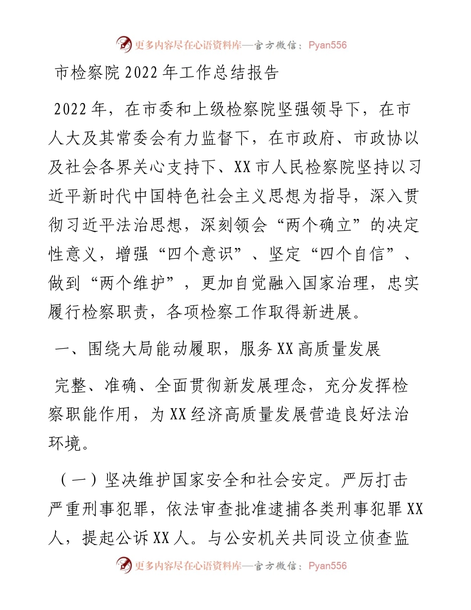 市检察院工作总结报告.docx_第1页