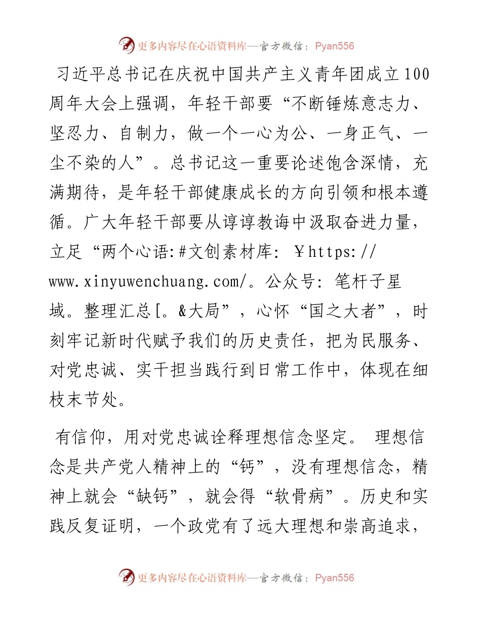 微党课讲稿：争做新时代的“三有”年轻干部.docx_第1页