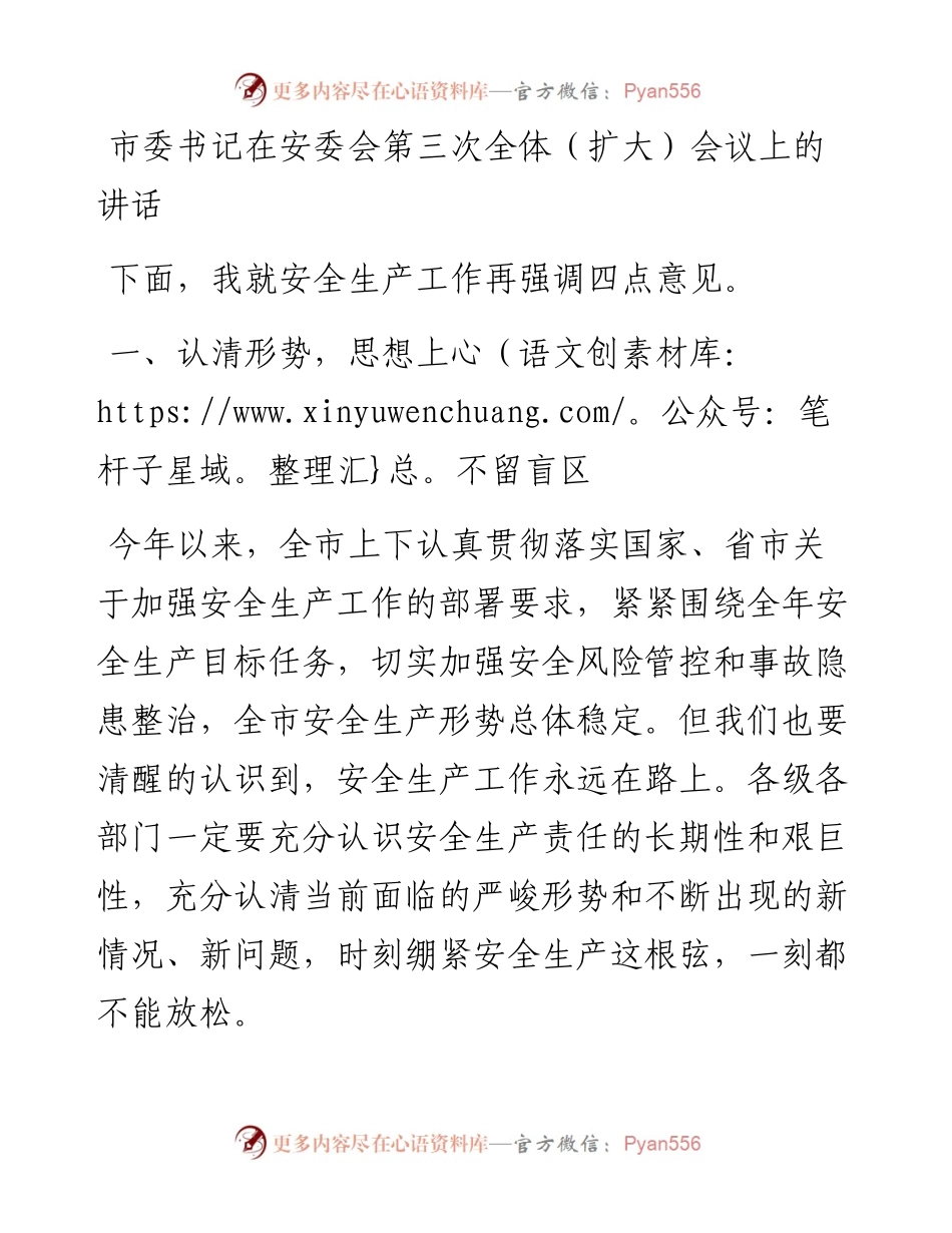 市委书记在安委会第三次全体（扩大）会议上的讲话.docx_第1页