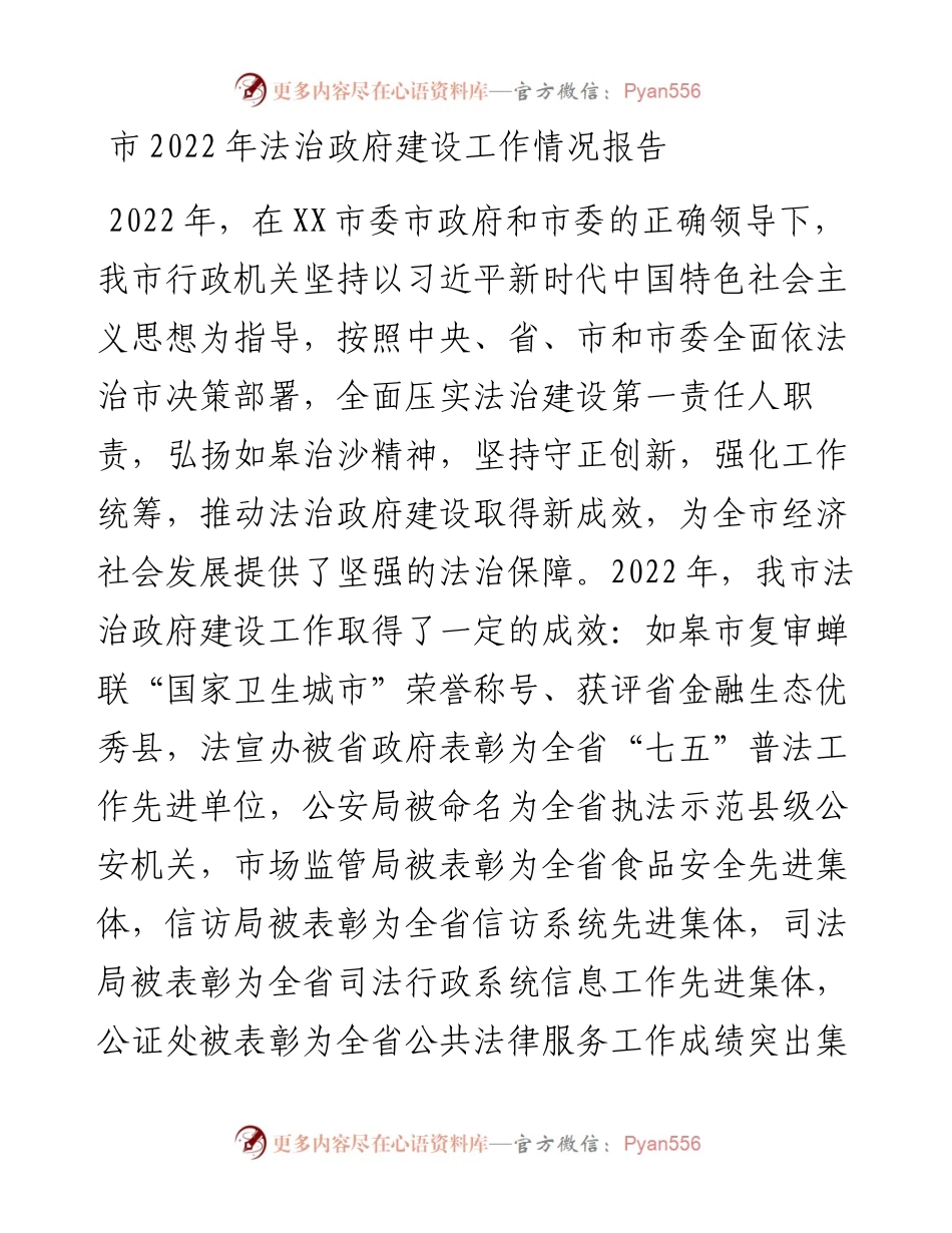 市法治政府建设工作情况报告.docx_第1页