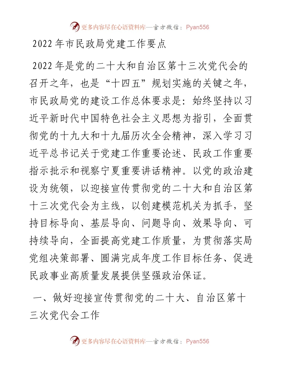 市民政局党建工作要点.docx_第1页