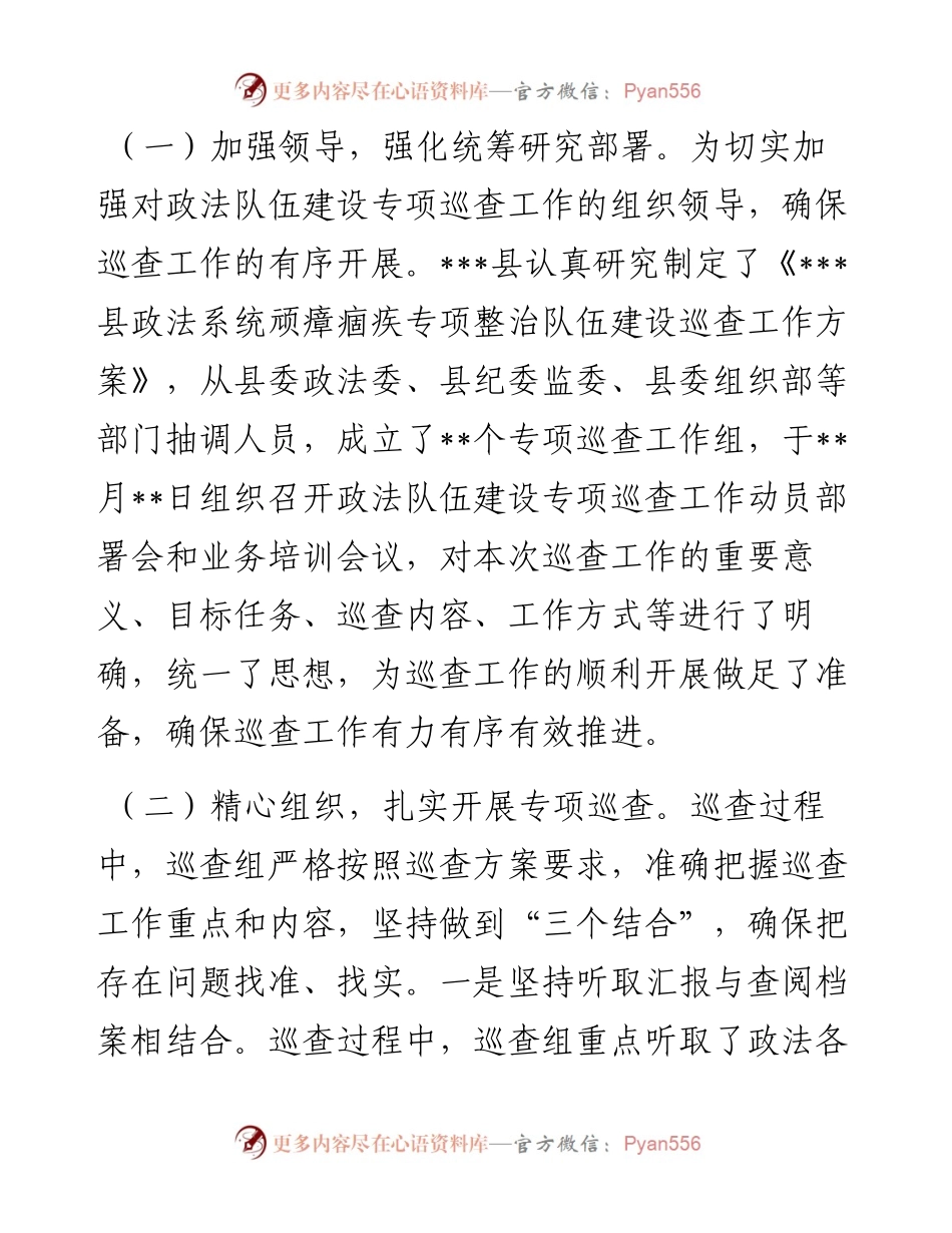 政法队伍建设巡查工作情况报告.docx_第2页