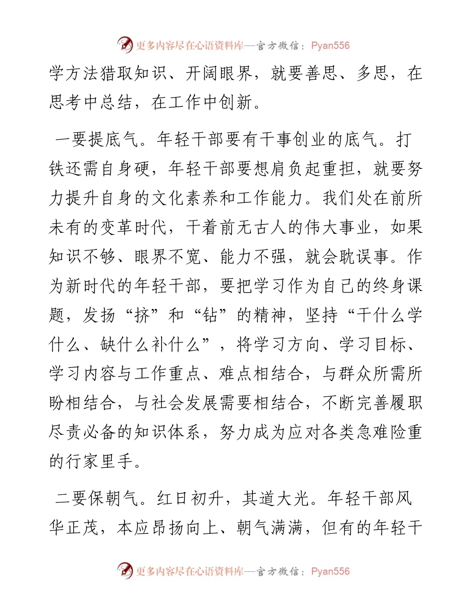 年轻干部座谈发言材料：提底气、保朝气、定志气、扬正气.docx_第2页