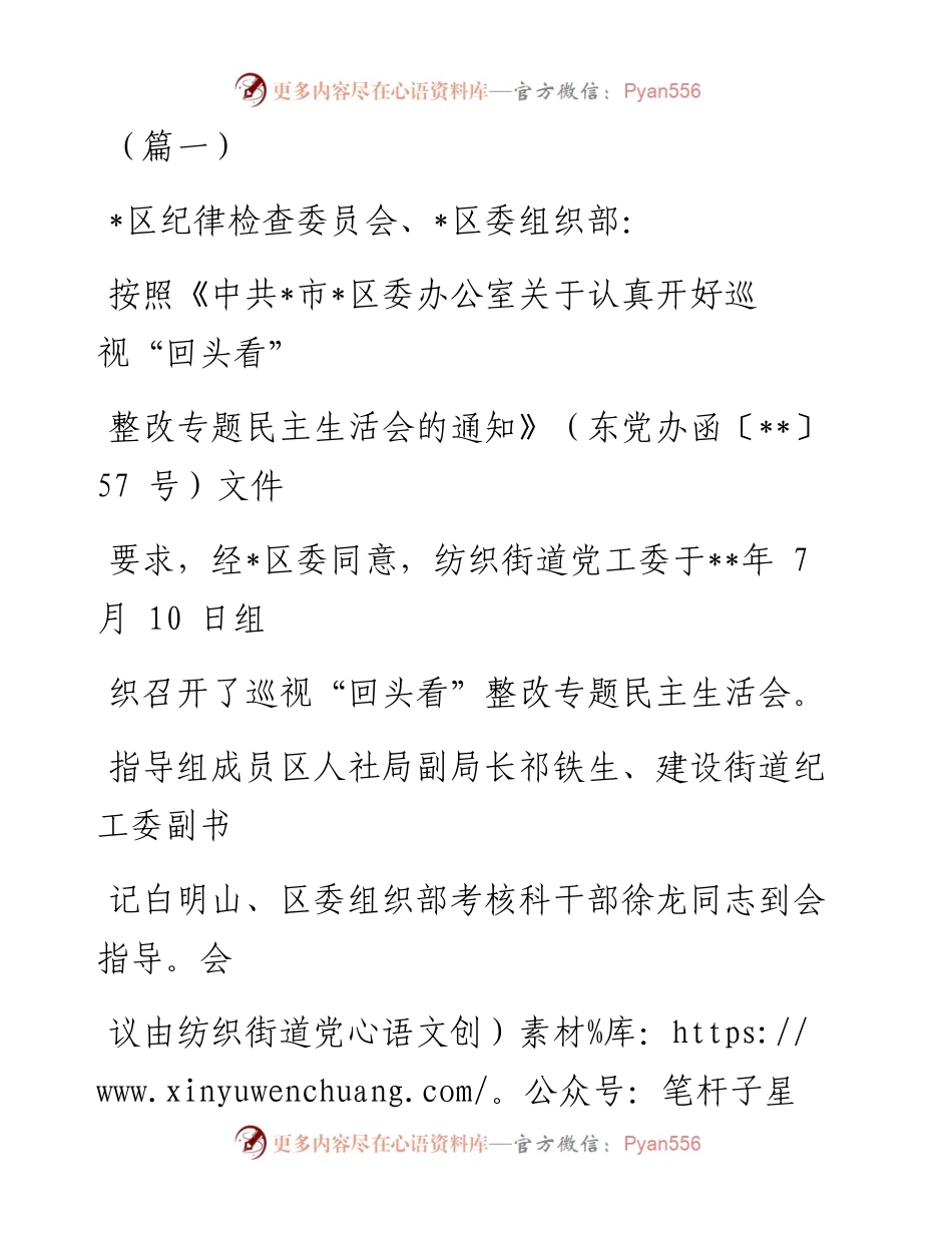 文汇系列1708--巡视整改专题民主生活会班子对照检查材料汇编.docx_第1页